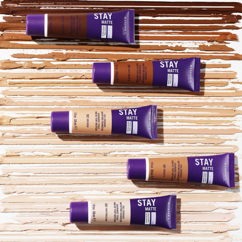 Rimmel Stay Matte Liquid Mousse application on cheek with smooth blend.