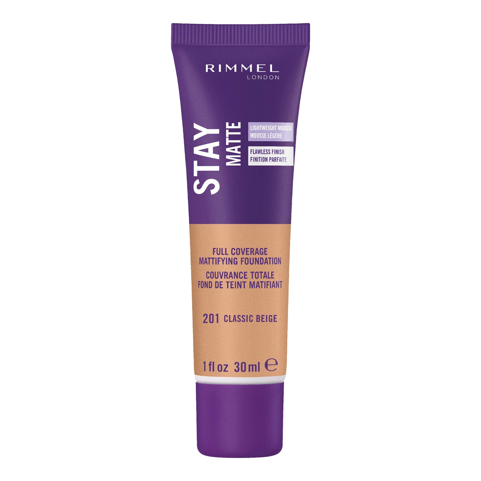 Rimmel Stay Matte Liquid Mousse bottle showing an oil-free matte finish.