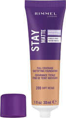 Rimmel Stay Matte Liquid Mousse Soft Beige swatches for natural lightweight coverage.