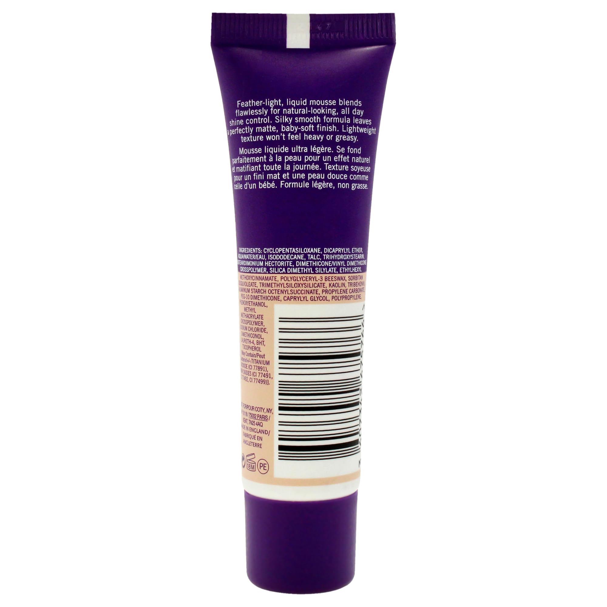 Rimmel Stay Matte mousse texture close-up highlighting airy formula for breathable matte coverage.