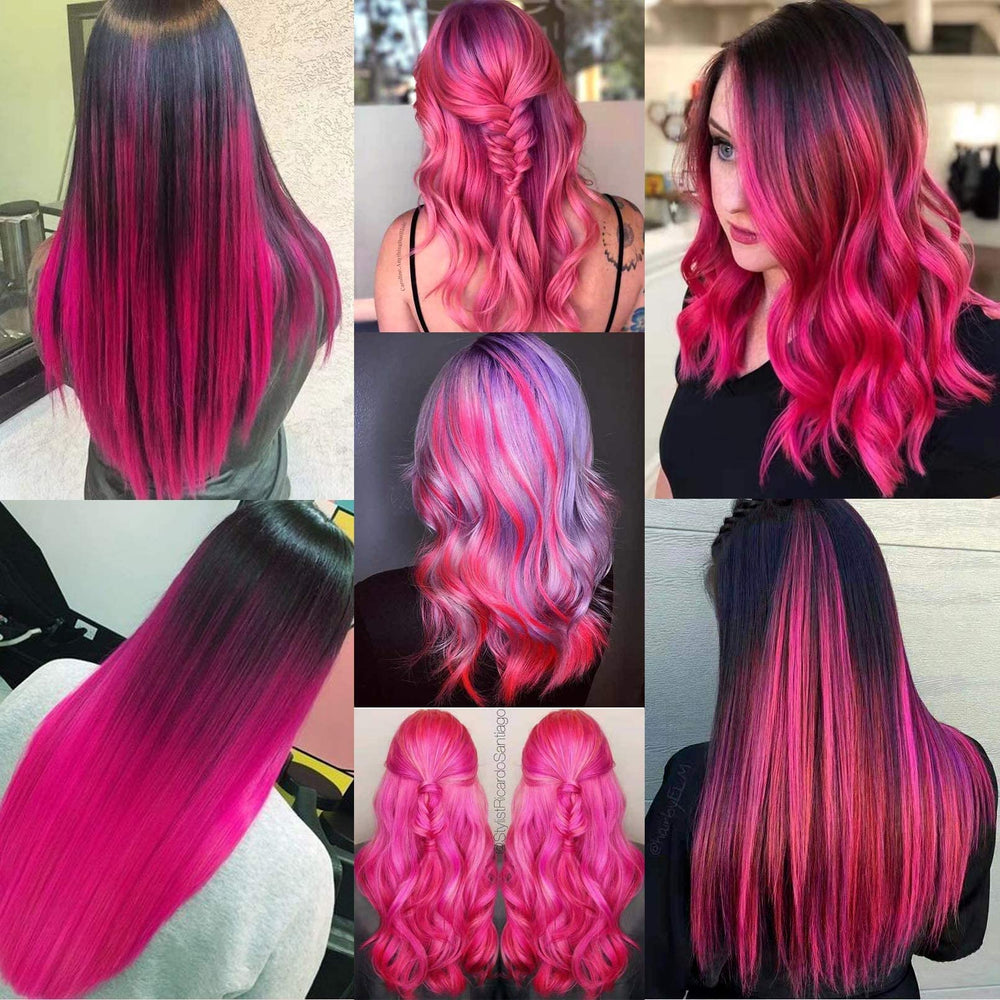 RINBOOOL pink hair extensions clip-in 22inch close-up fiber emphasizes synthetic quality