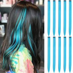 RINBOOOL Teal Blue clip-in extensions add vibrant length for casual or party styles