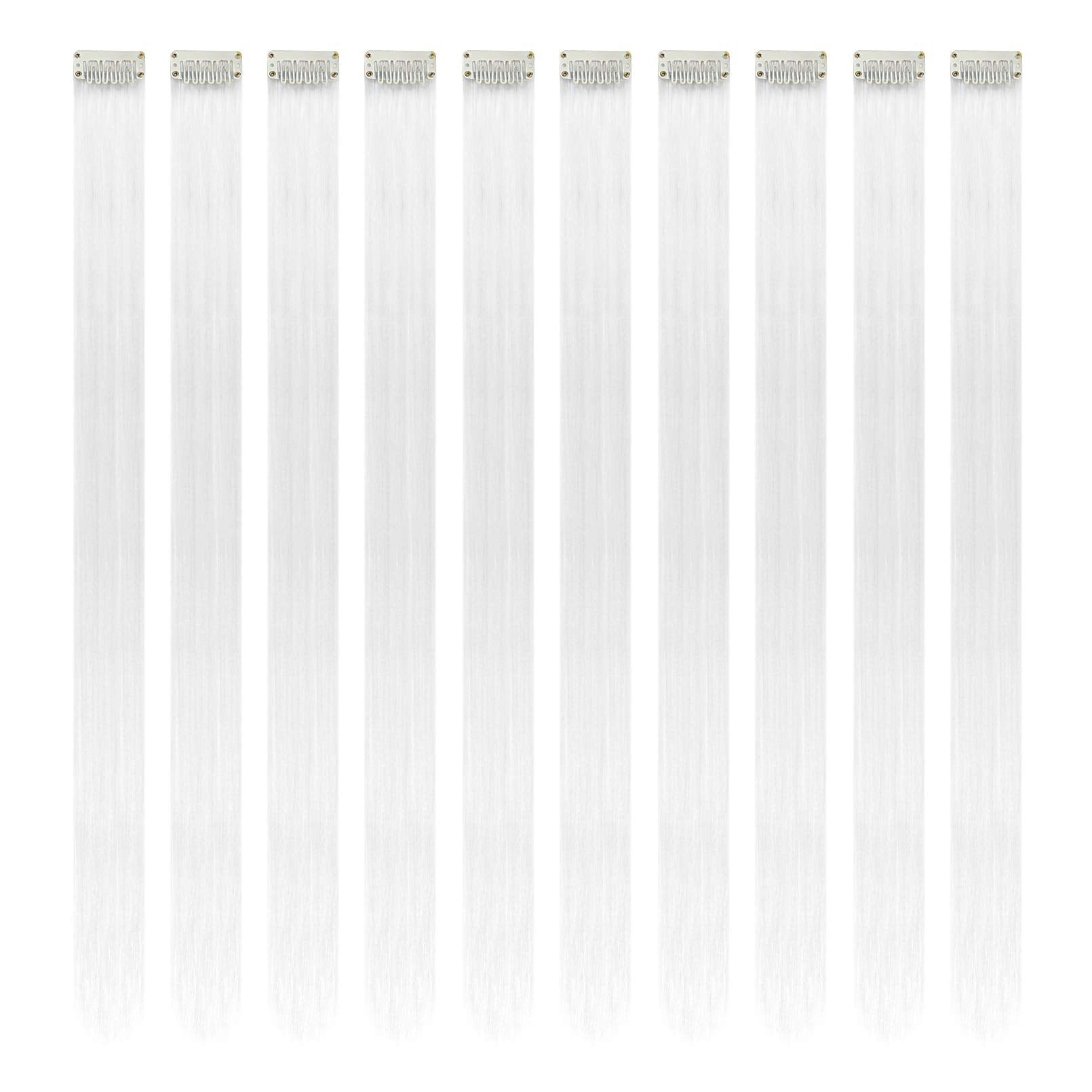 RINBOOOL white clip-in hair extensions in 22-inch length for instant length