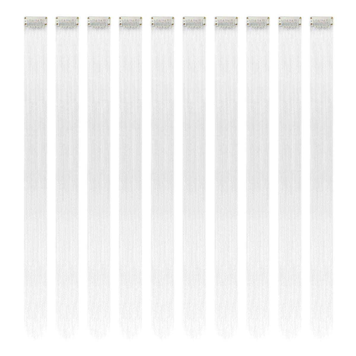 RINBOOOL white clip-in hair extensions in 22-inch length for instant length