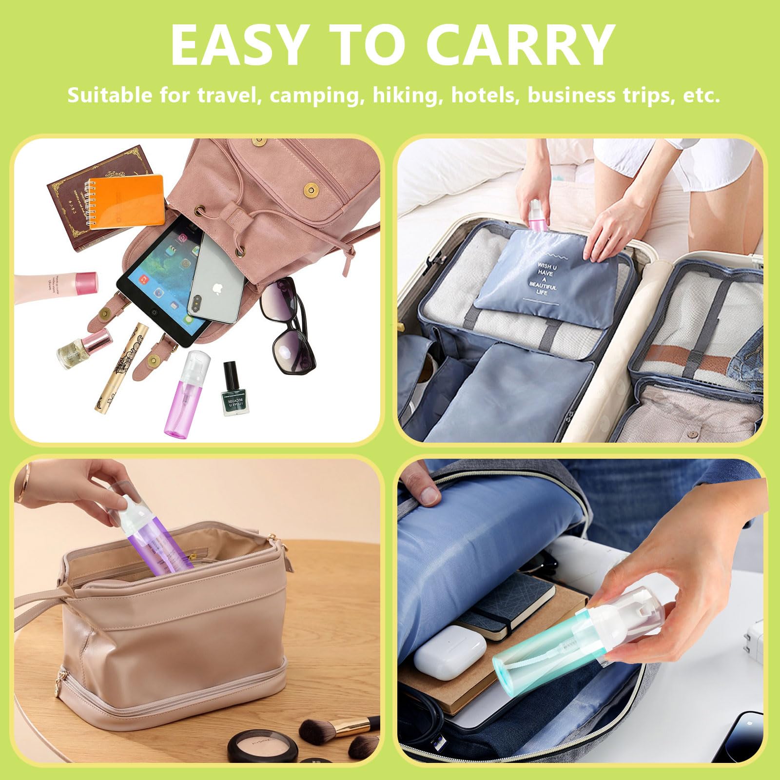 Rindion leakproof foam bottle 60ml prevents spills during trips