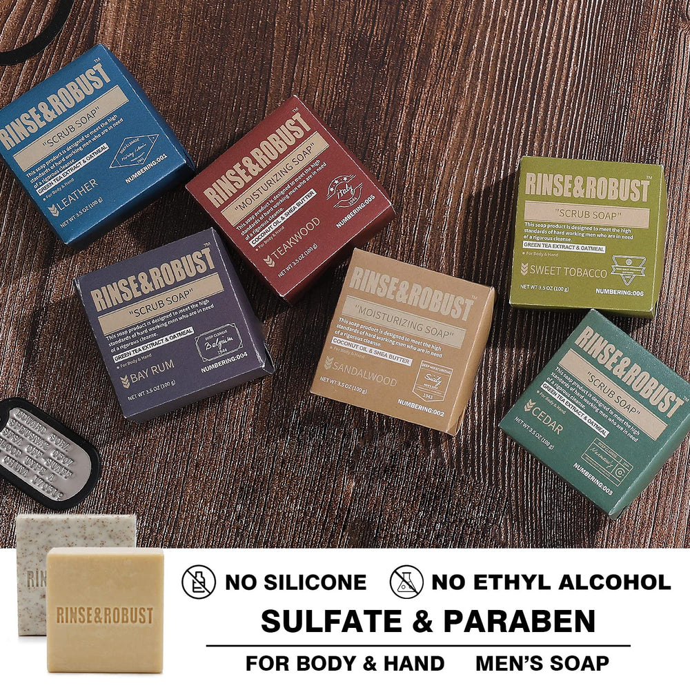 Rinse & Robust barra jabón nuez, exfoliación suave para la piel.