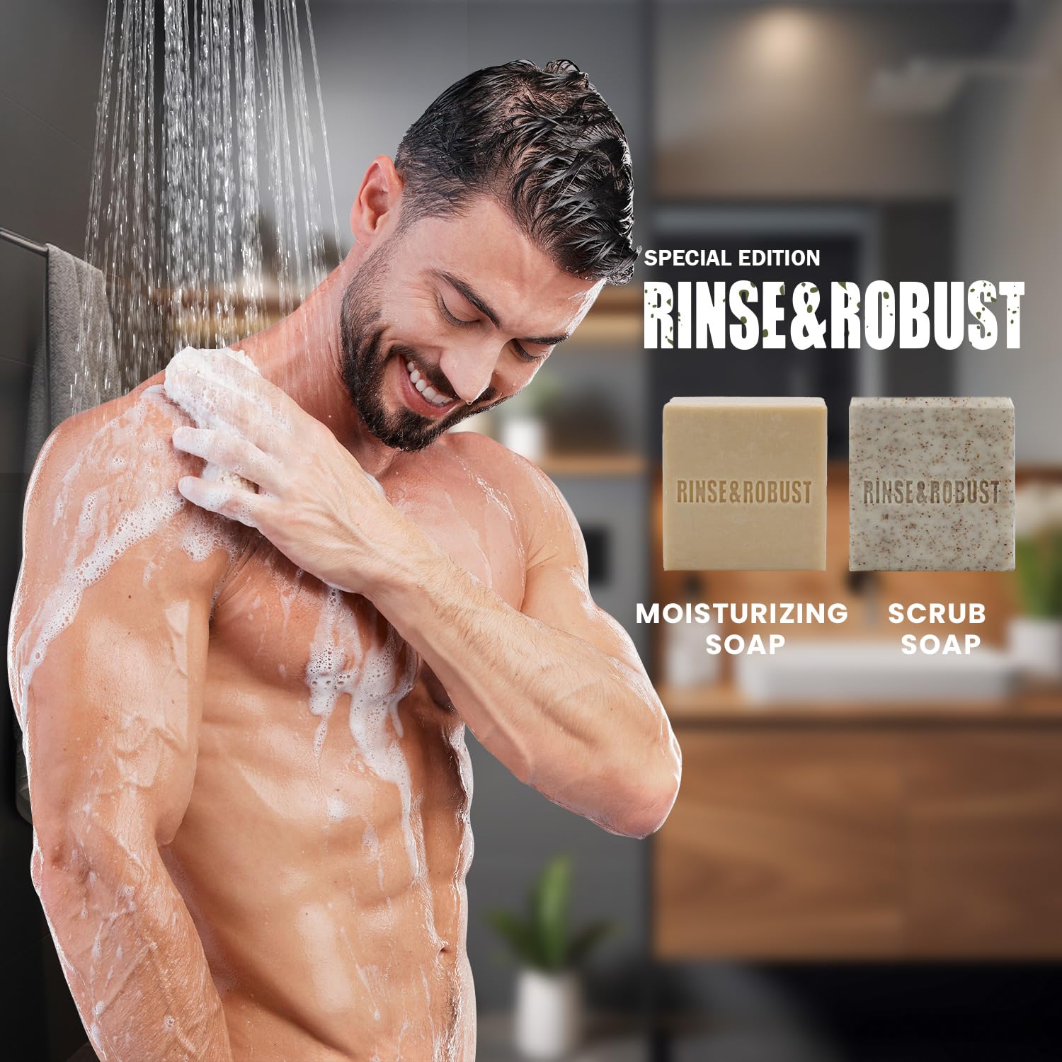 Rinse & Robust regalo para hombre; detalle de cuidado personal.