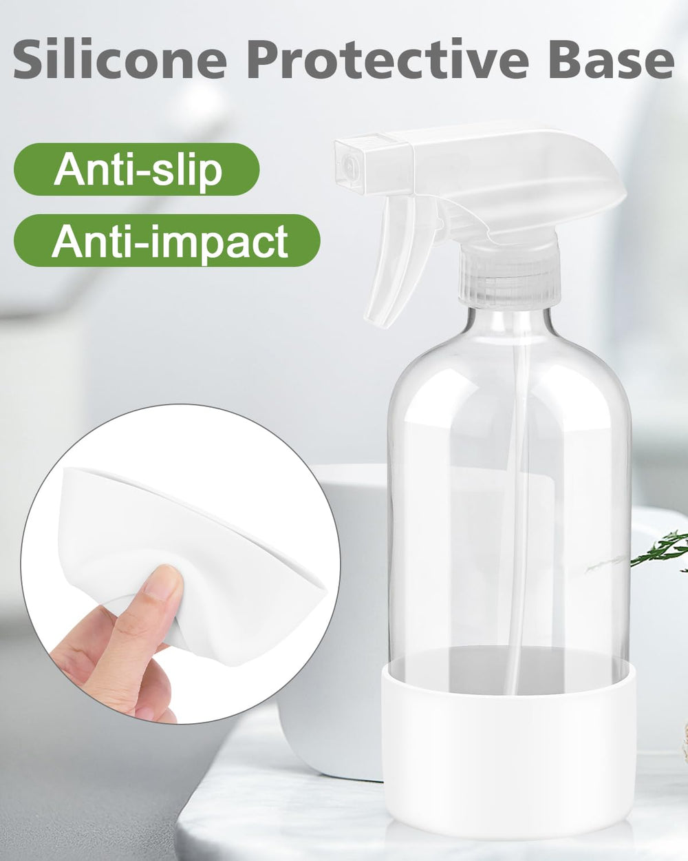 Rionisor clear glass bottle body lets you monitor solutions at a glance.