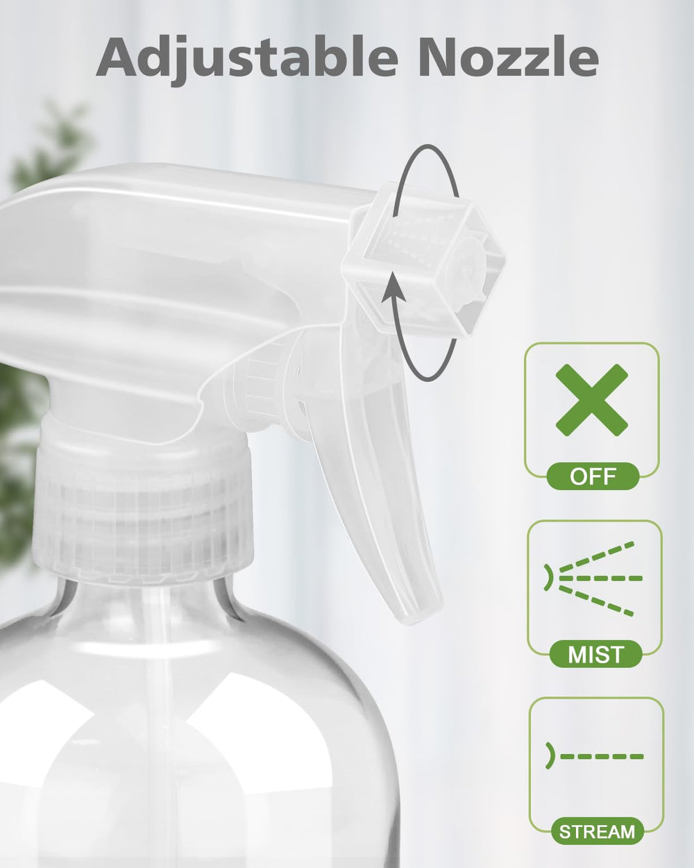 Rionisor spray nozzle with three modes enables mist, stream, or off for versatile tasks.