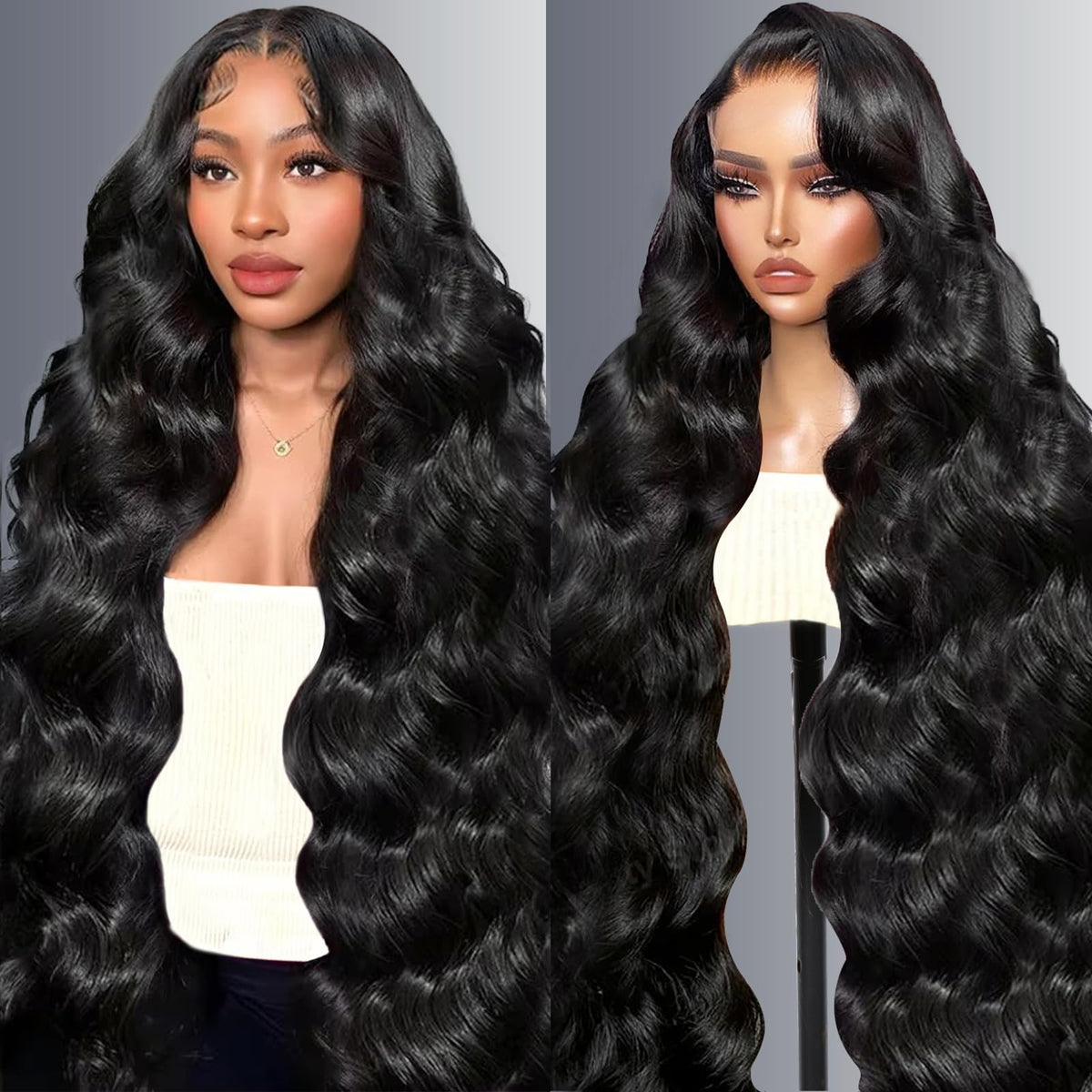 RISBERT 30-inch body wave lace front wig for natural fullness and seamless parting.
