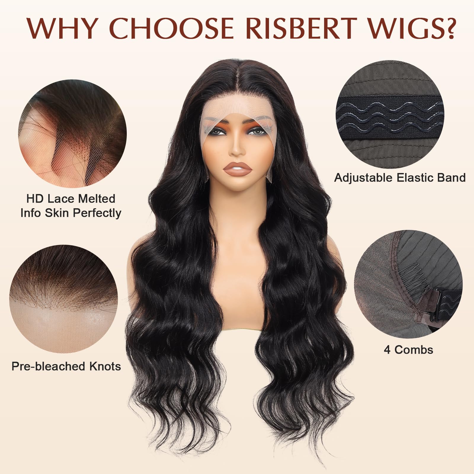 RISBERT natural color wig suitable for dyeing or restyling for events.