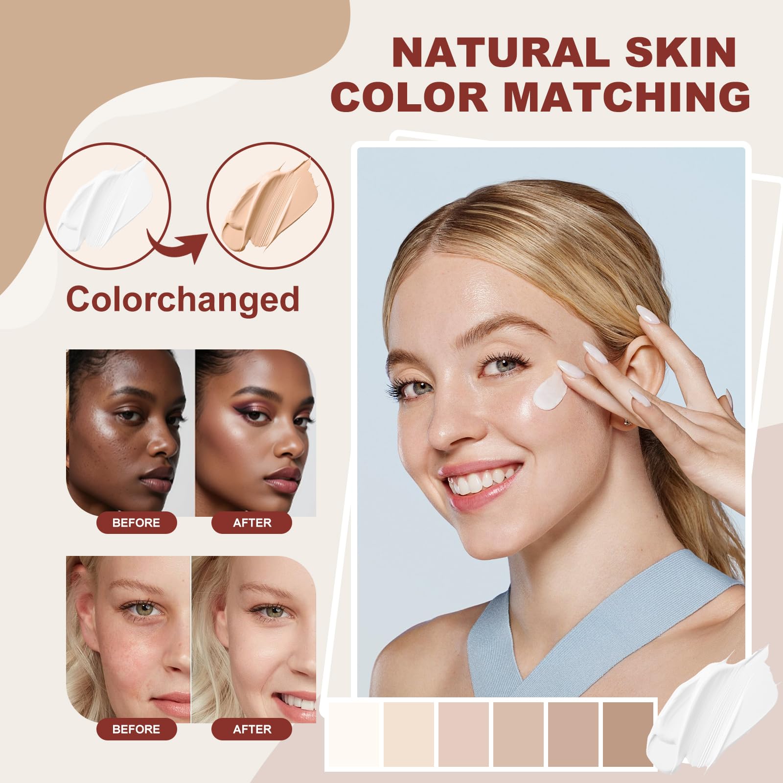 Rise Luxus Ultrablend applied on skin demonstrates seamless blend and flawless finish.