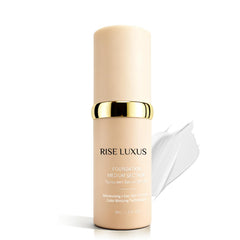 Rise Luxus Ultrablend bottle pump shows hydrating, natural coverage for daily wear.