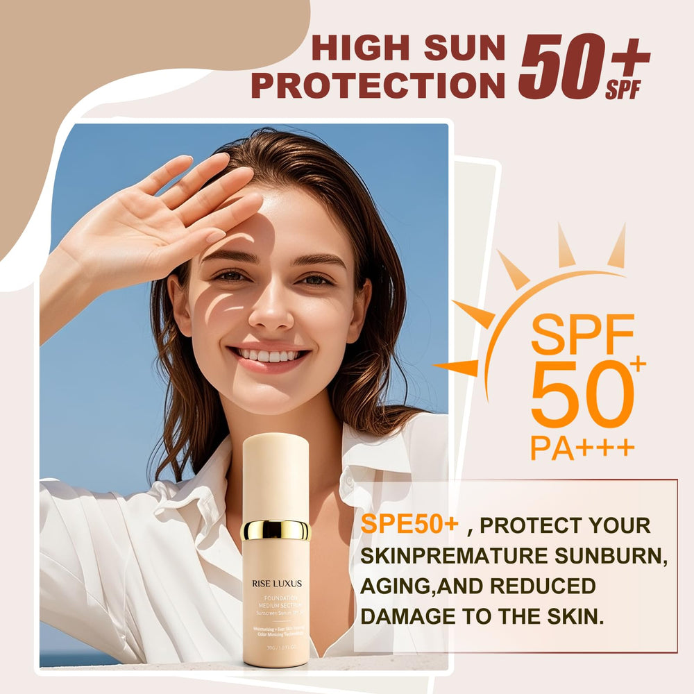 Rise Luxus Ultrablend SPF50 protection shows broad-spectrum defense for daily use.