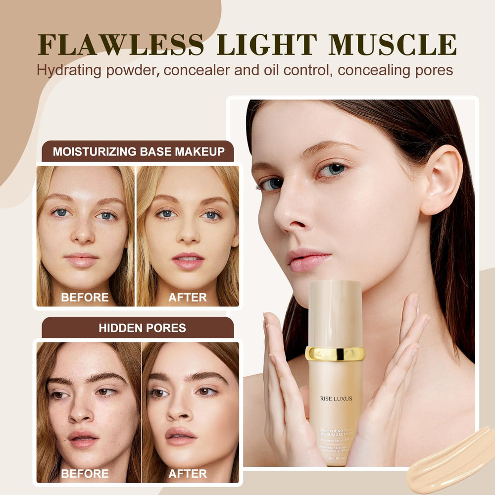Rise Luxus Ultrablend SPF50 protection promotes skin-safe daytime wear.