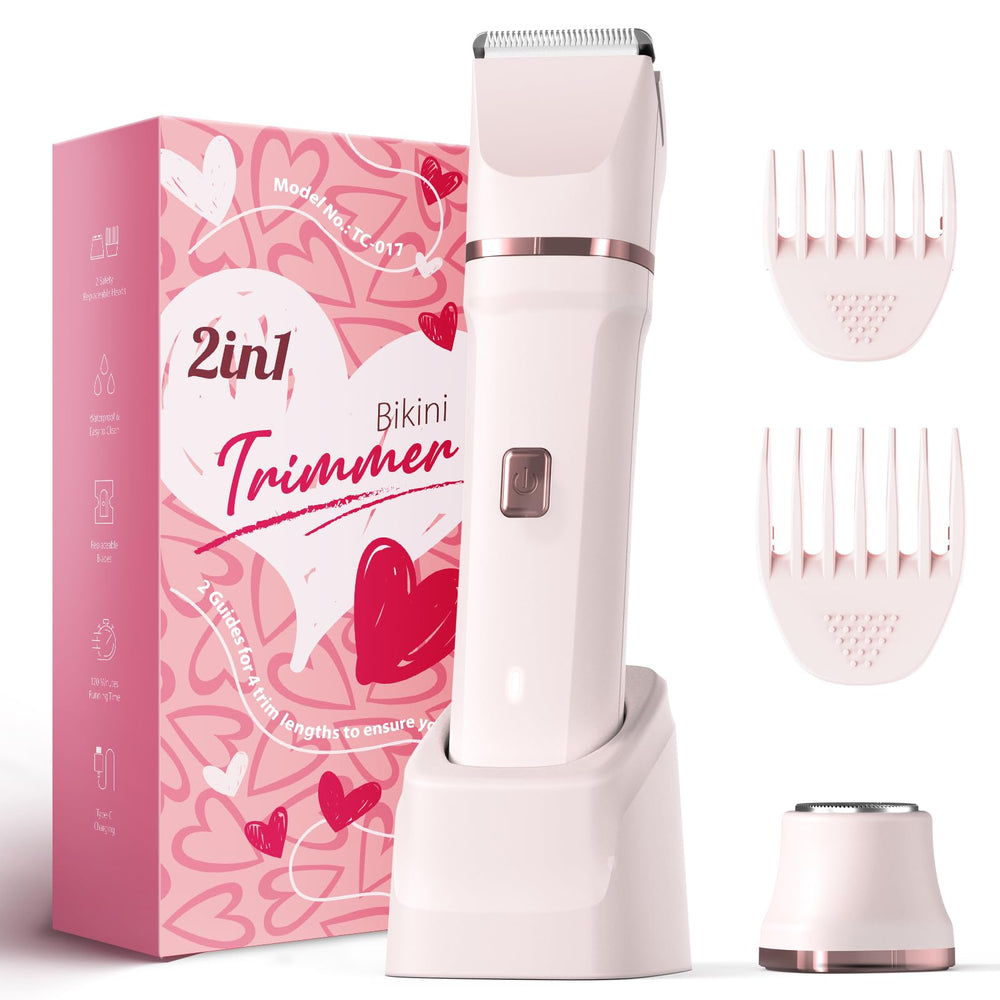 Risina bikini-trimmer dual-head for precise, painless grooming around the bikini line.