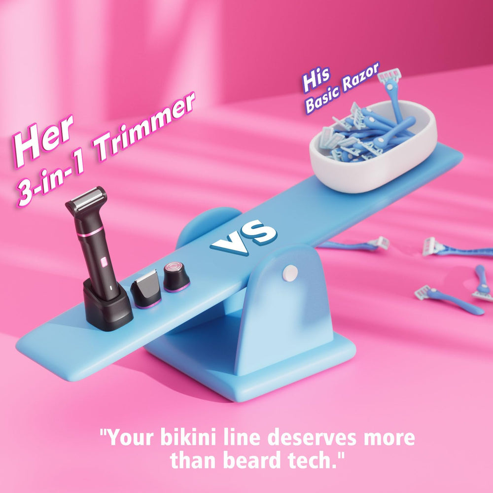 Risina bikini trimmer for face and body grooming in one tool.