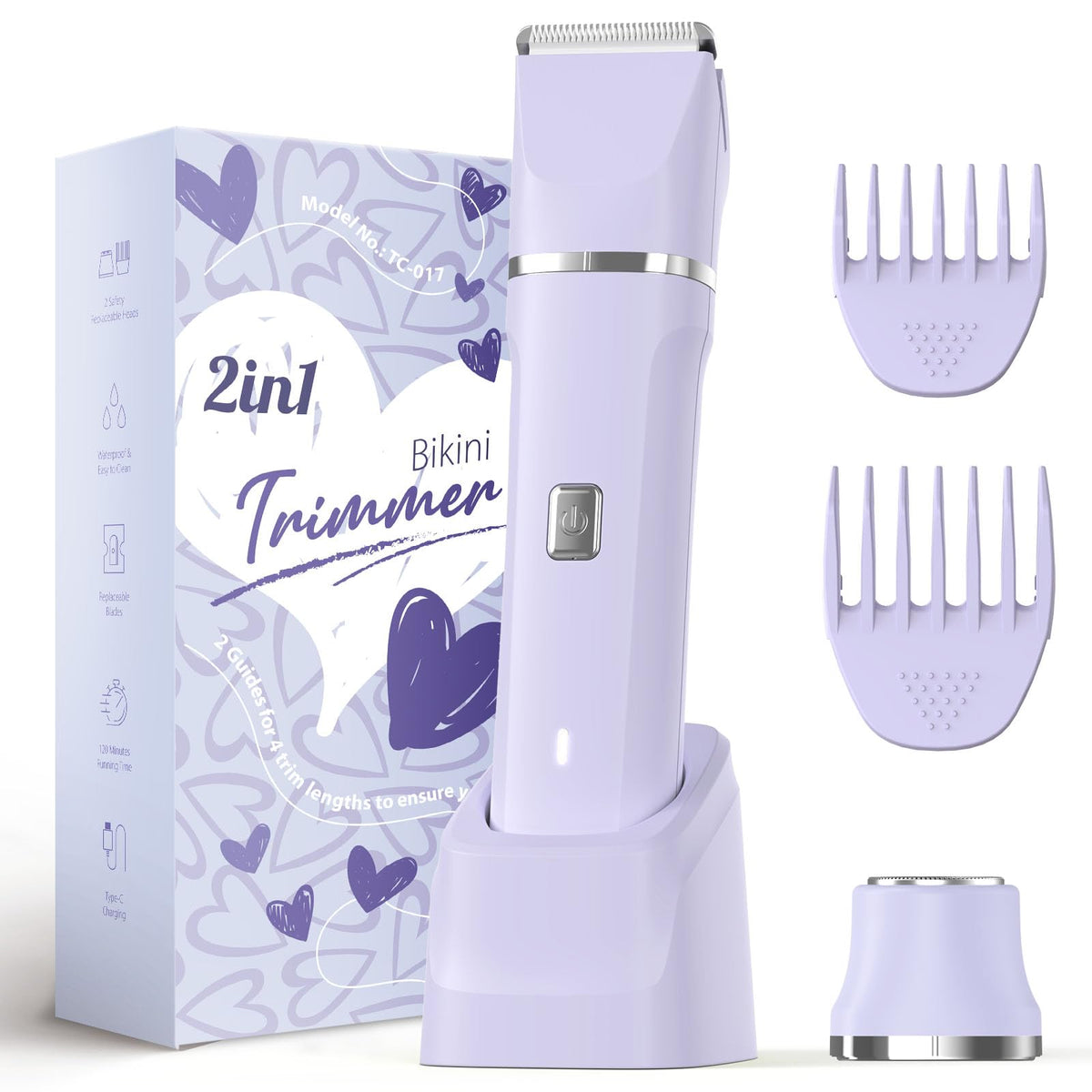 Risina bikini trimmer with two heads for precise body grooming