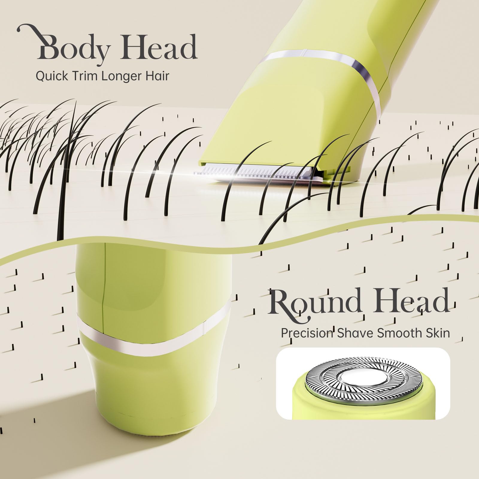 Risina bikini-line-head close-up for precise, gentle grooming