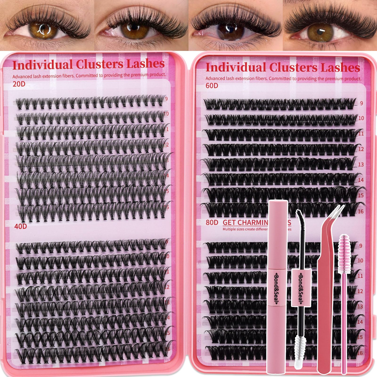 RITALASH lash clusters kit with 640 pieces for natural, effortless fullness.