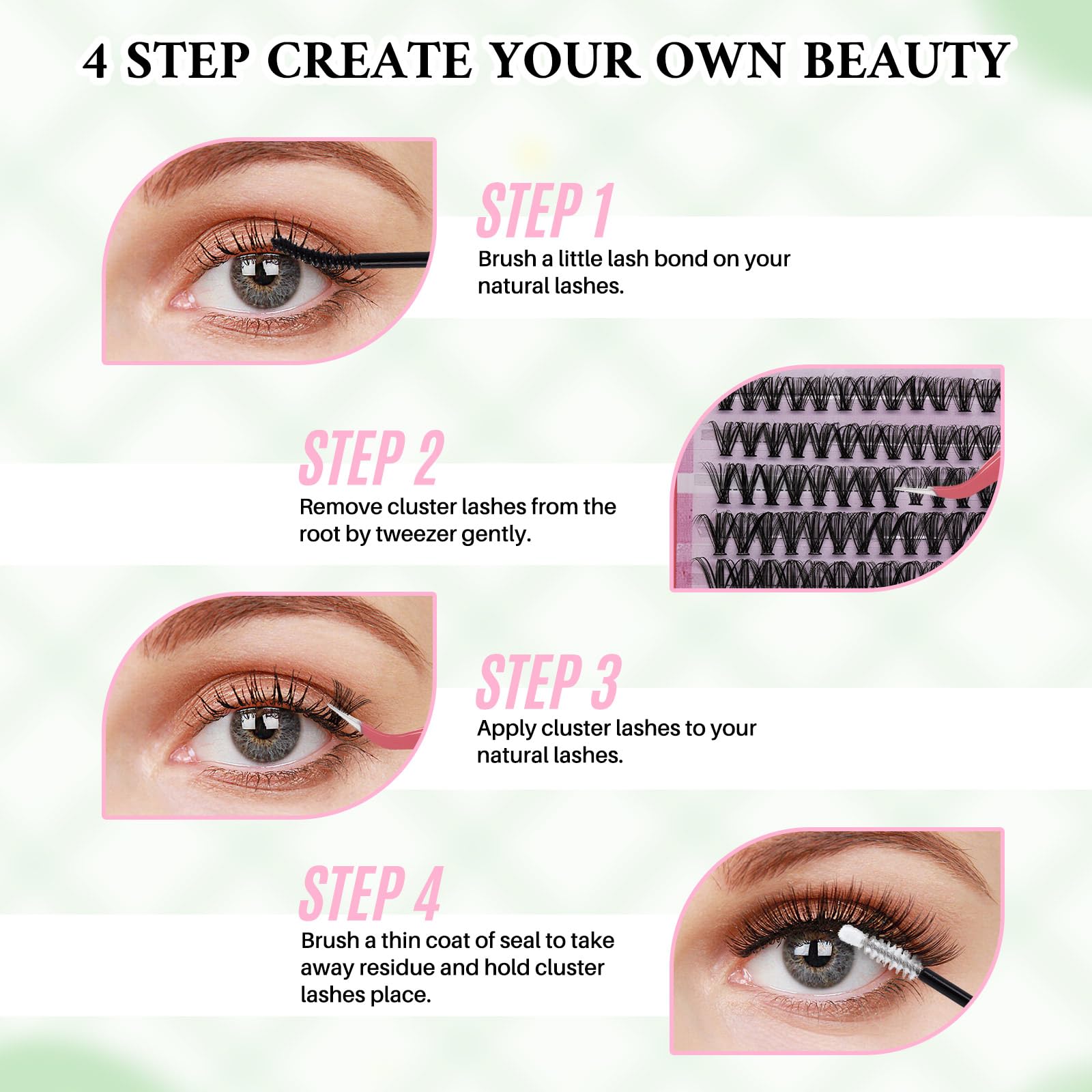 RITALASH stainless steel tweezers ensure precise cluster placement.