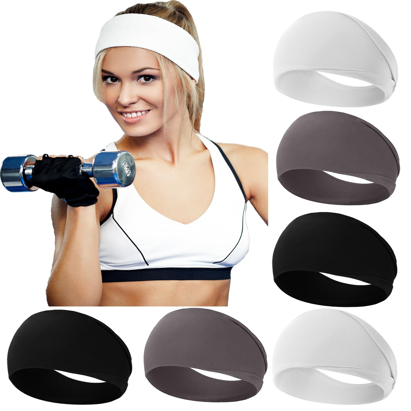 RITOPER banda ancha para cabello, ideal para entrenamiento y sudor absorbente.