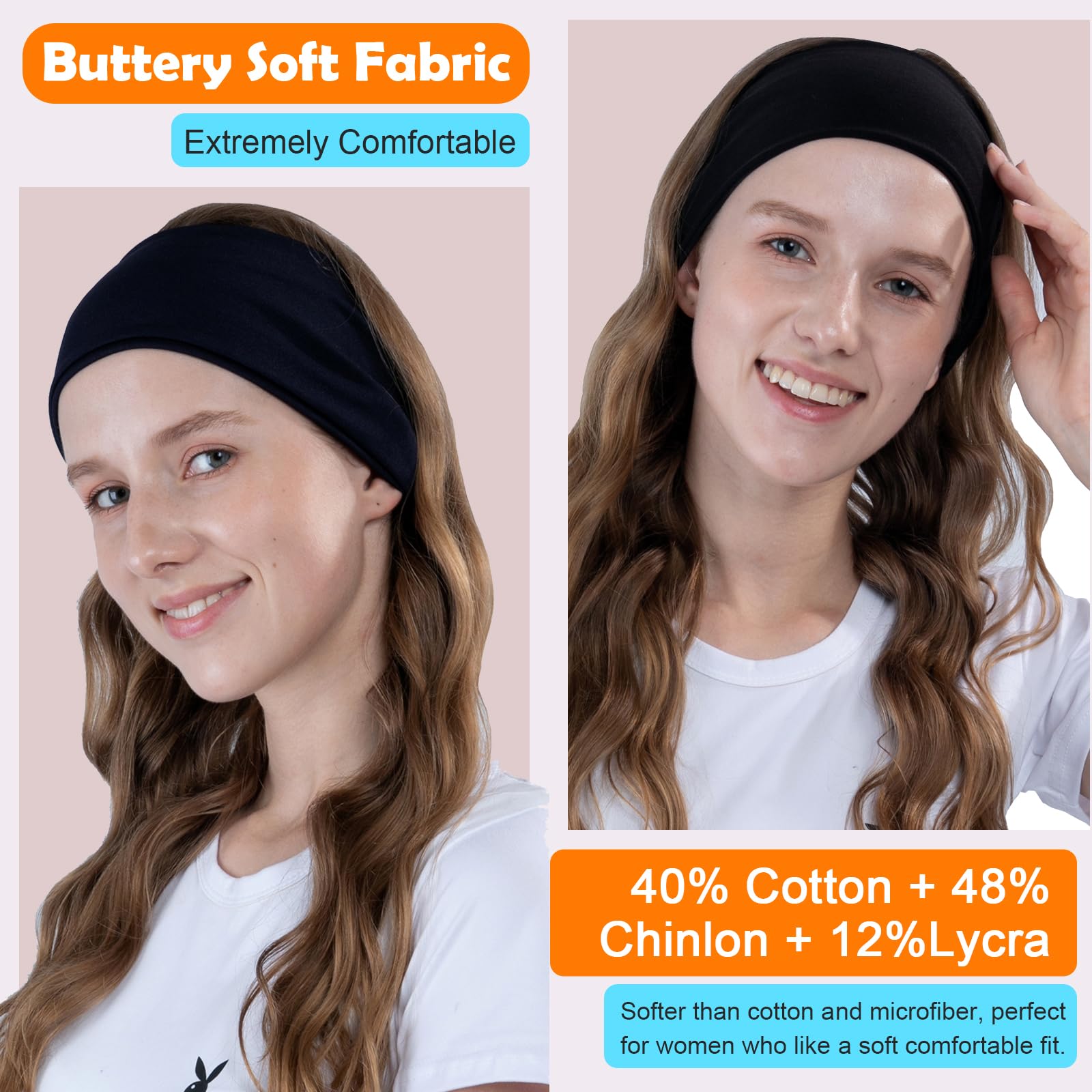 Tejido de dos hilos: cinta para la cabeza negra RITOPER, suave y duradera.