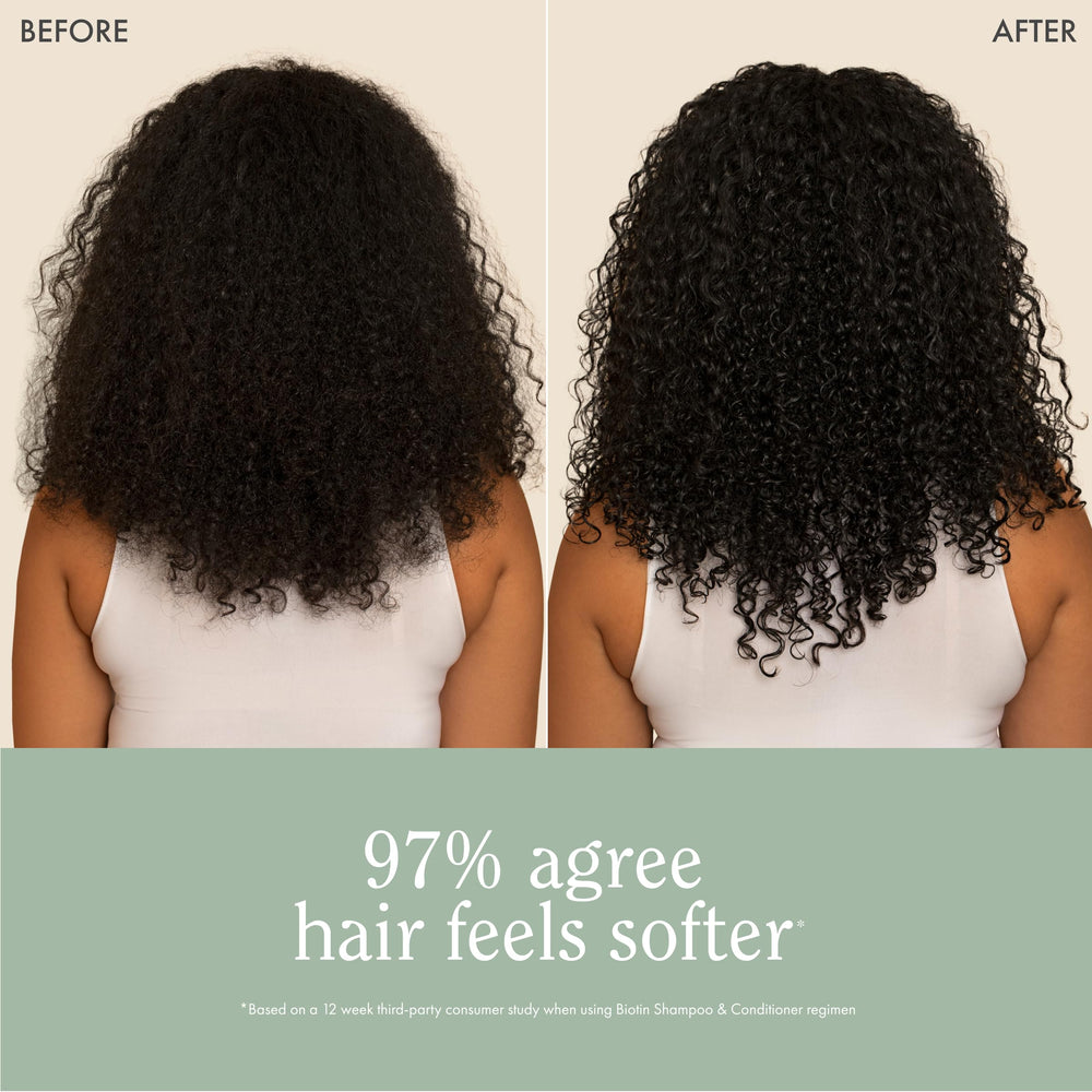 Cabello con brillo natural tras lavado con champú de biotina