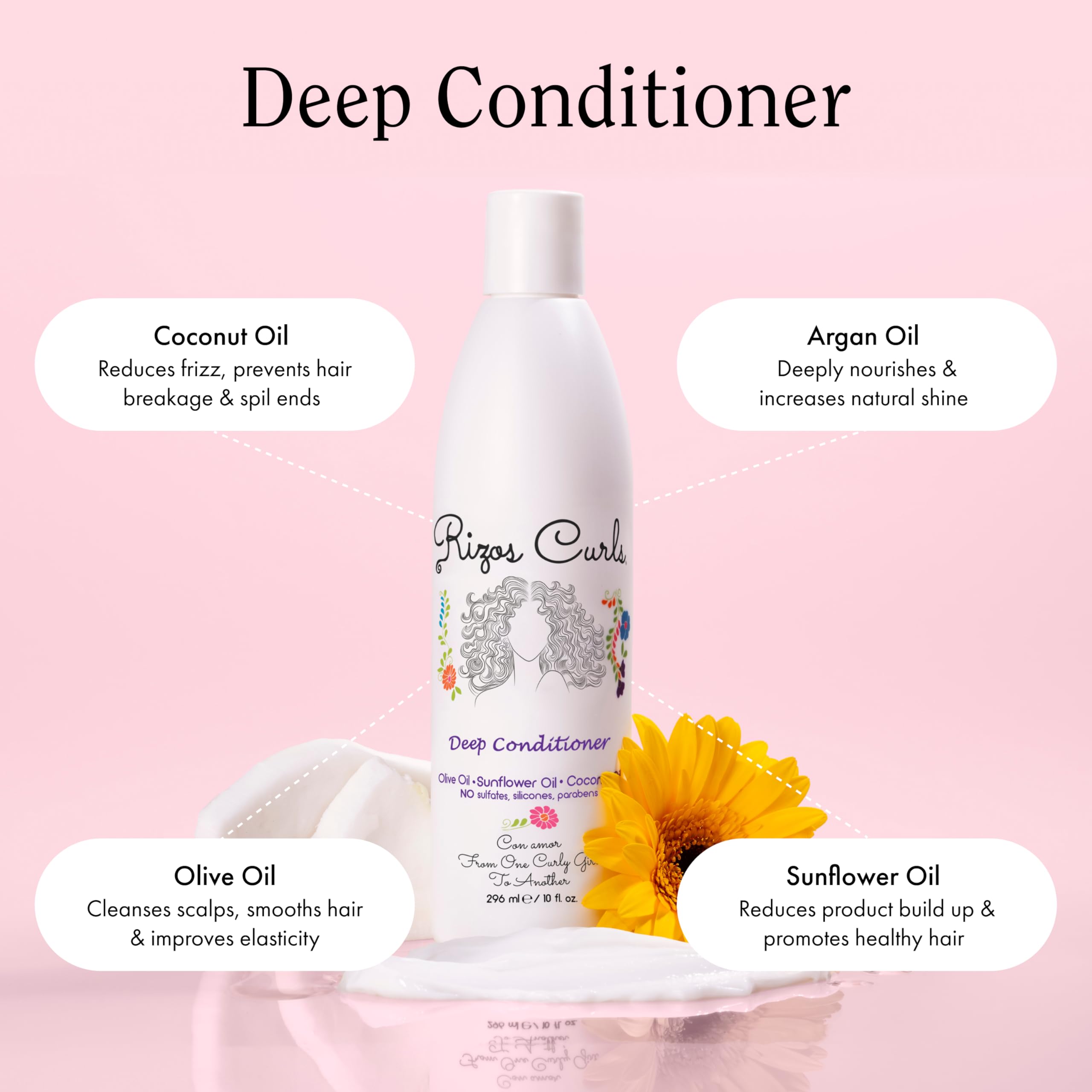 Rizos Curls leave in spray showing lightweight moisture and definition.