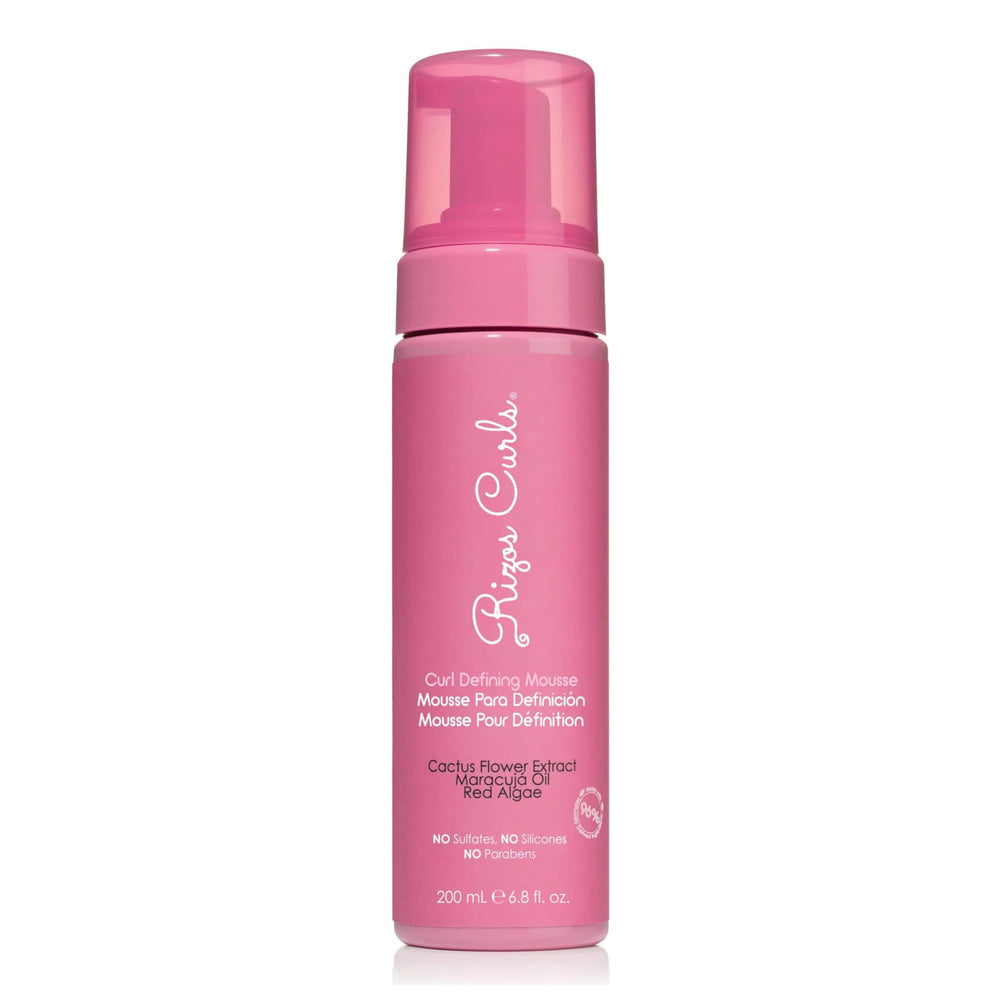 Rizos Curls Curl Defining Mousse bottle offers weightless volume for waves and curls.