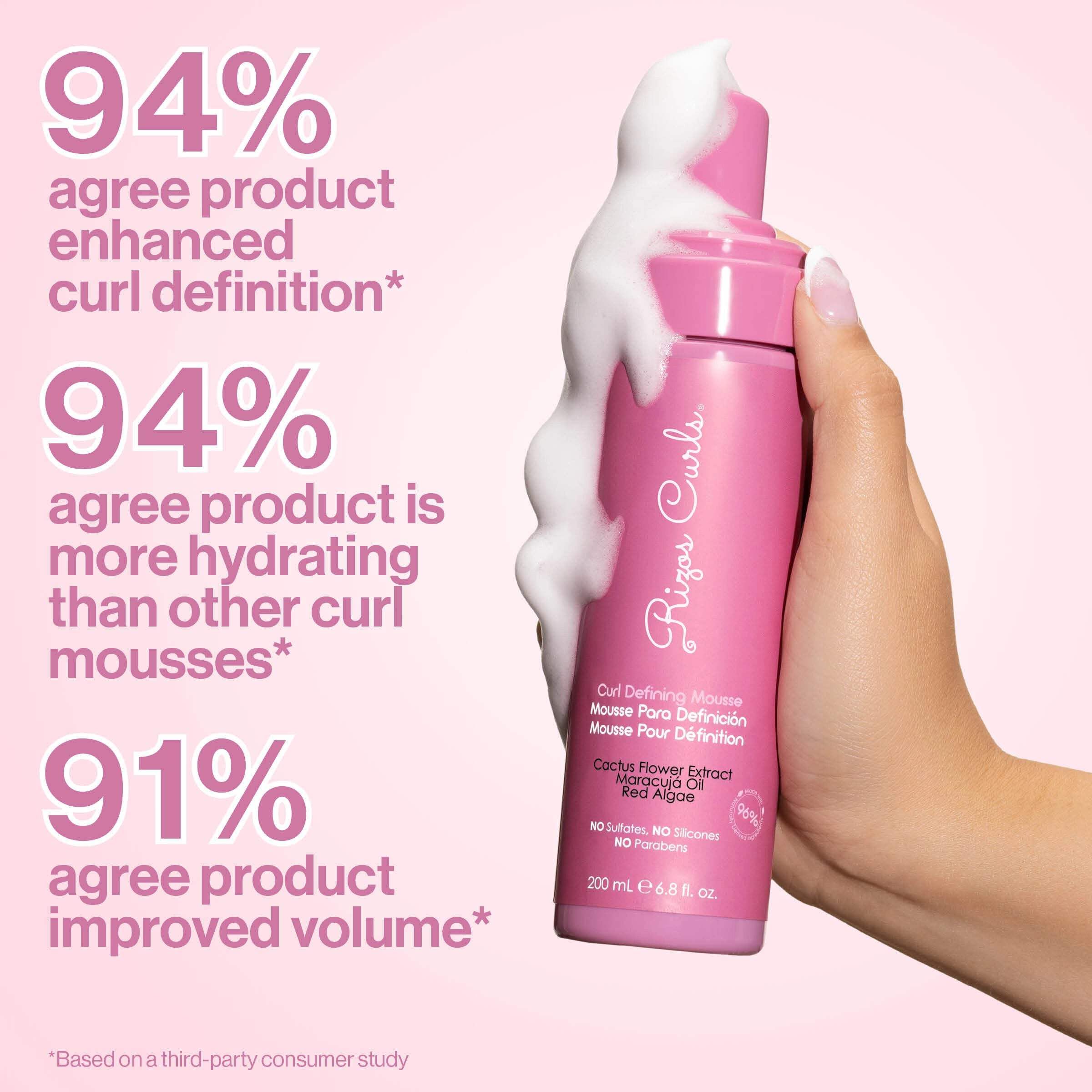 Diffused air-dried curls look natural and voluminous with Rizos Curls mousse.