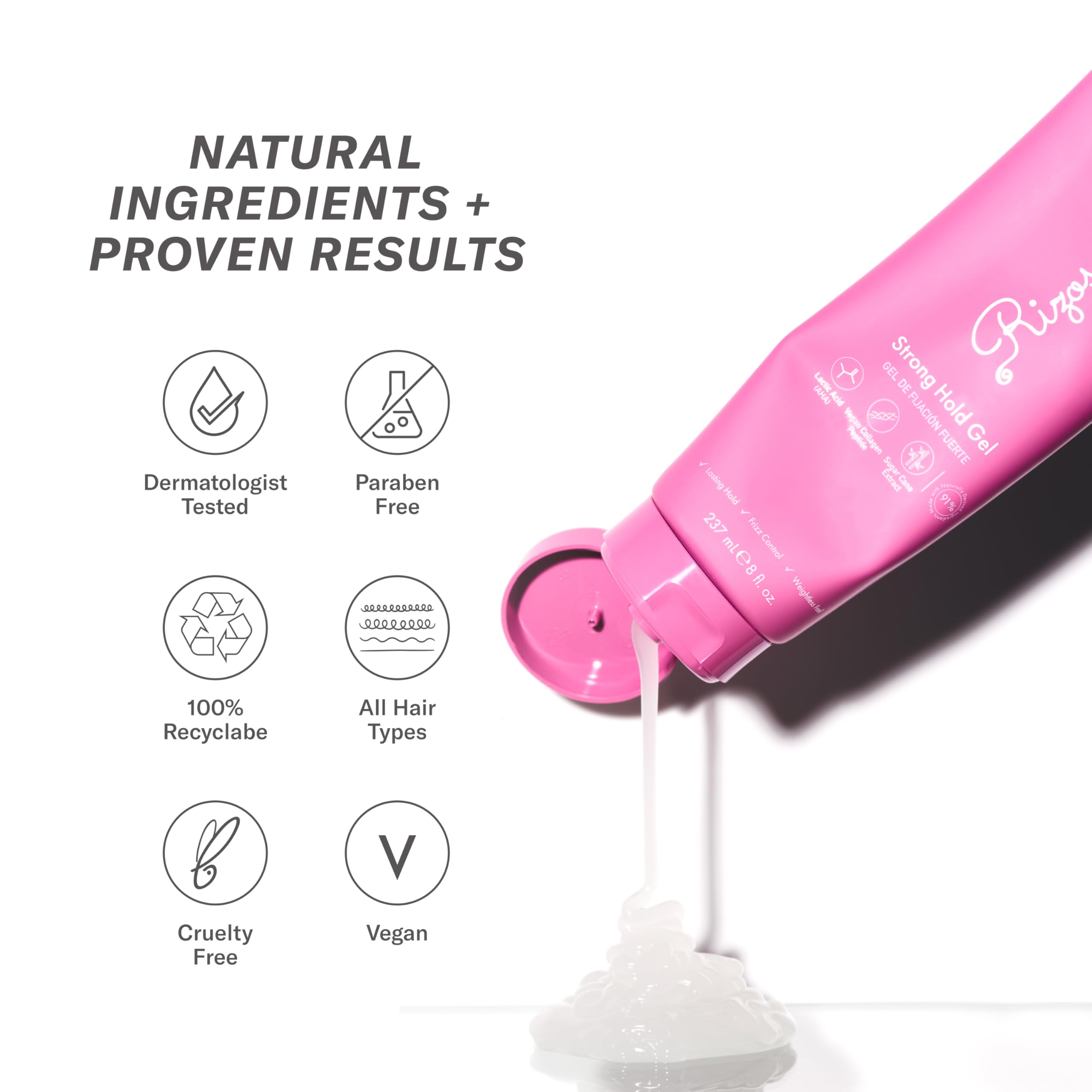 Rizos Curls Gel definición para rizos, ondas y rizos enrollados.
