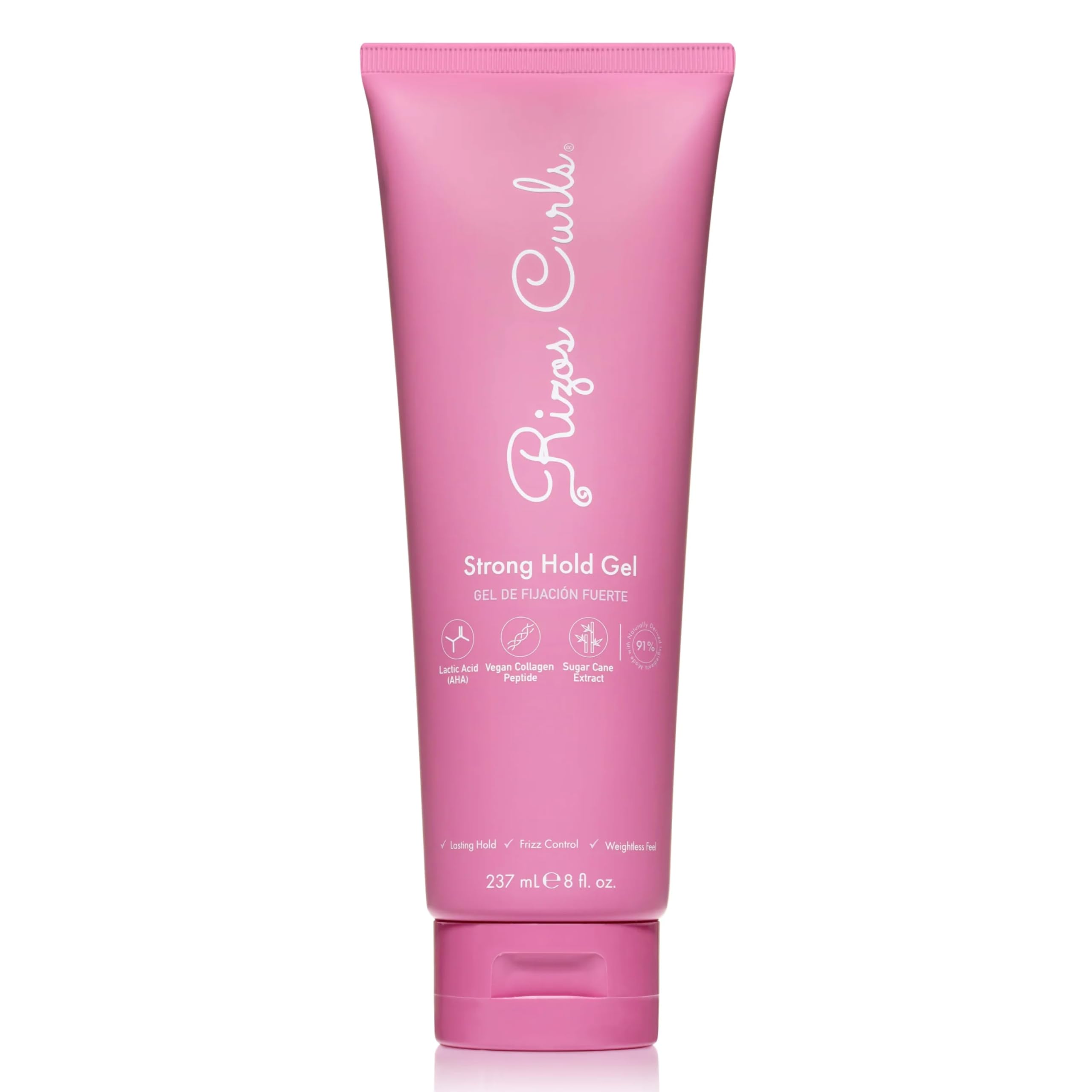 Rizos Curls Gel fuerte sostenido para rizos definidos y sin frizz.