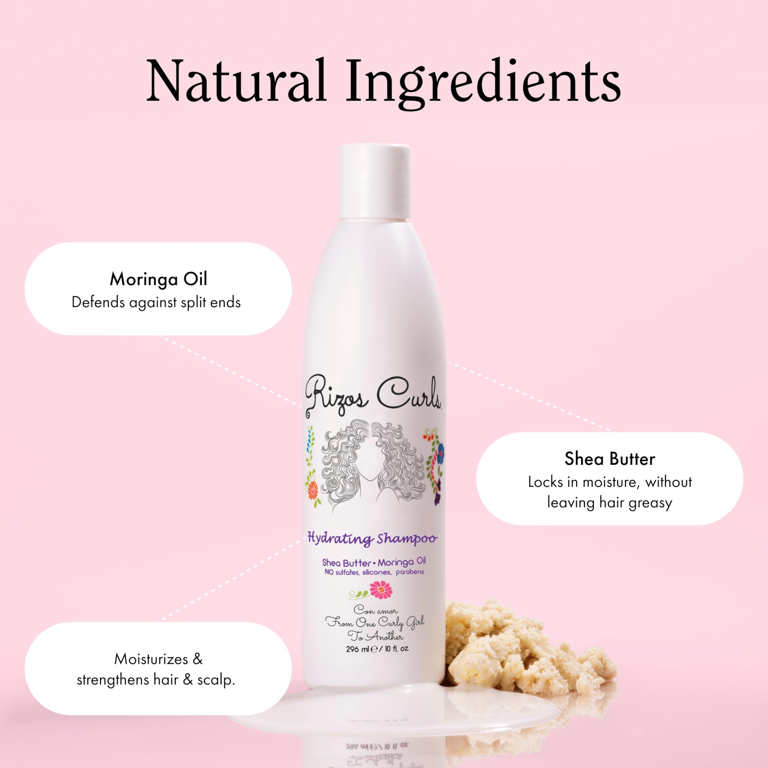 Rizos Curls hair texture close-up shows defined, healthy-looking curls.