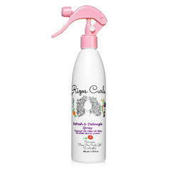 Rizos Curls Refresh and Detangle Spray bottle ready for detangling and curl refresh.