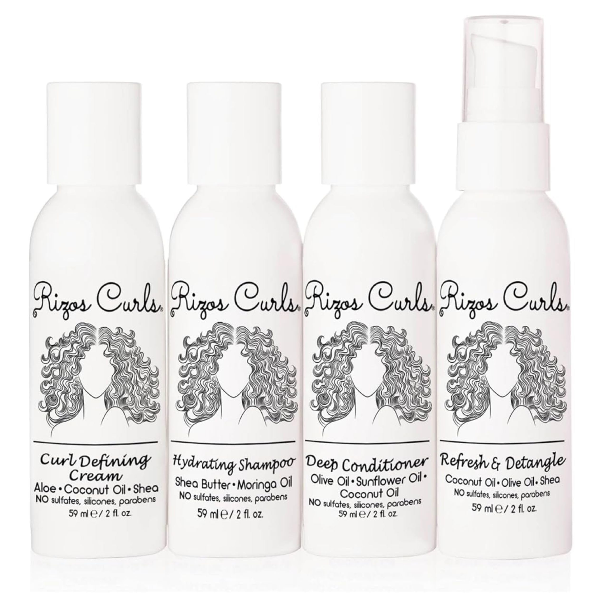 Rizos Curls Travel Kit Shampoo 2oz cleanses gently while hydrating curly hair.