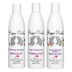 Rizos Curls shampoo bottle delivering gentle hydration for all curl types