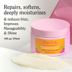Rizos Curls Vitamin C Hair Repair Mask dispenser illustrating even application for all hair types