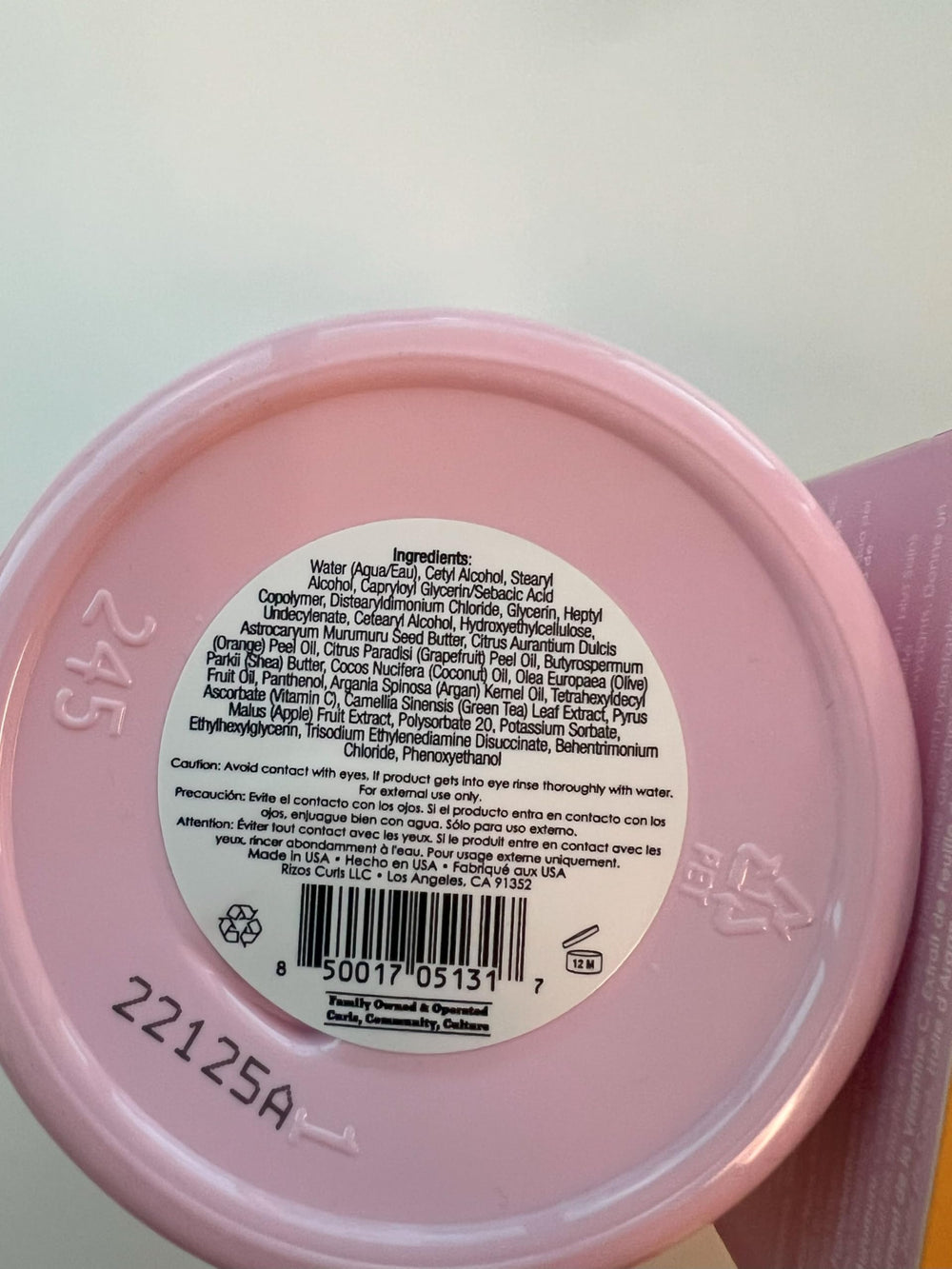Rizos Curls Vitamin C Hair Repair Mask label highlights grapefruit and orange oil nourishment