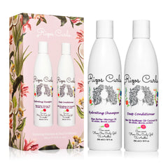 Rizos Curls Hydrating Shampoo bottle cleanses gently for all curl patterns.