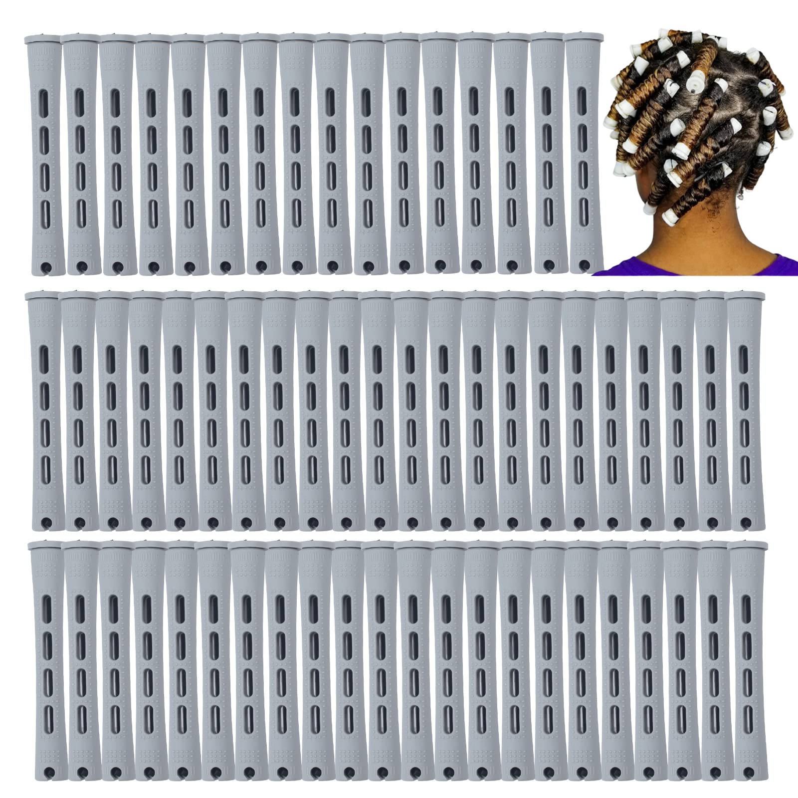 RJMBMUP Perm Rods 60pc gray pack for versatile at-home curling