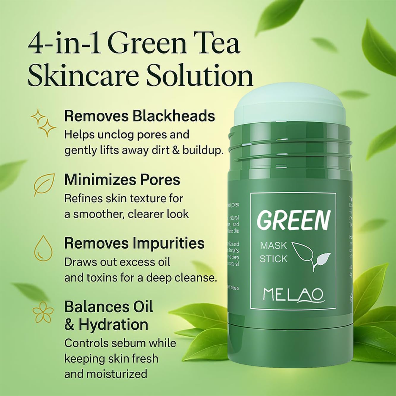 RLXSH Barra Té Verde para rostro: aplicación fácil y sin desorden.
