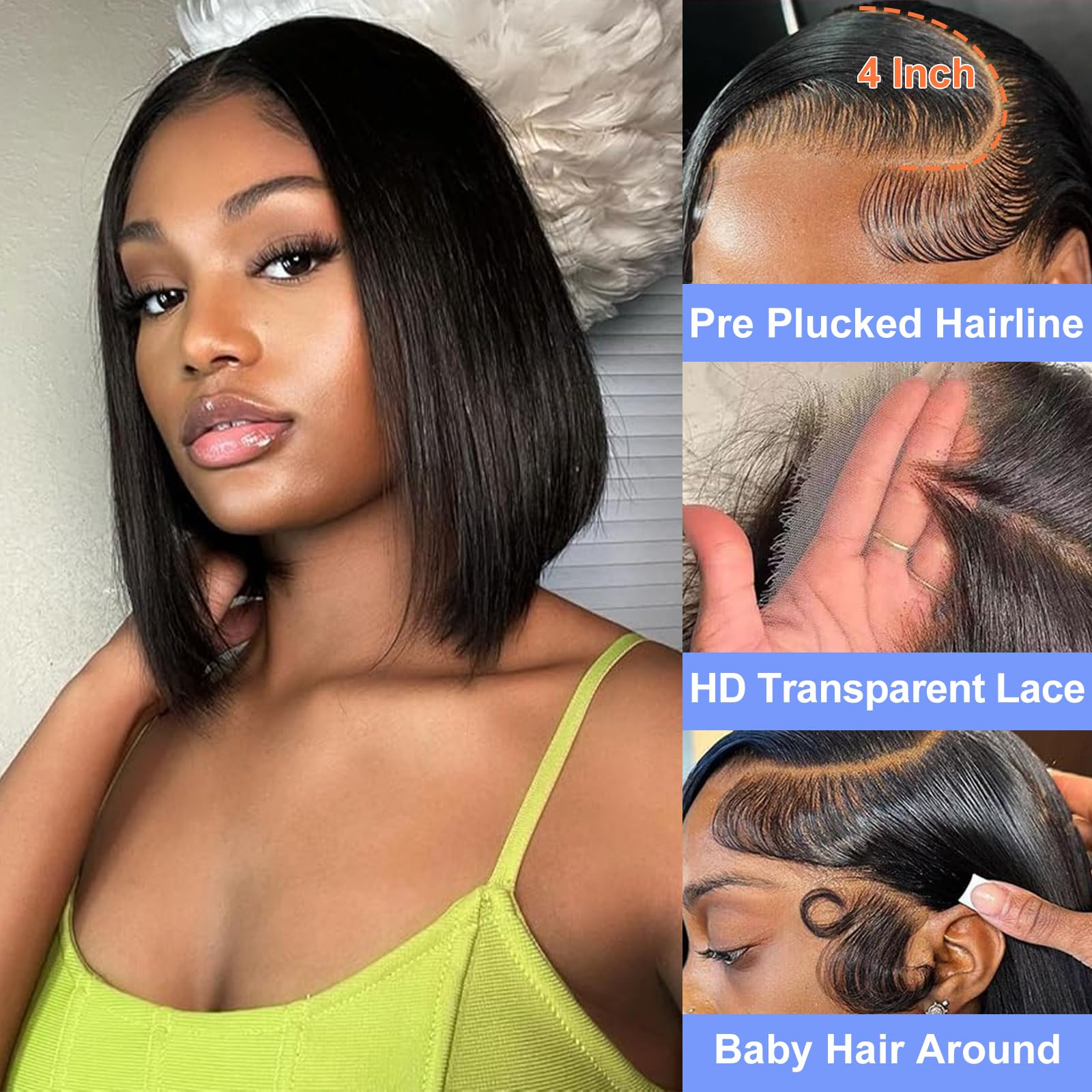 RMOARIWR short bob wig in human hair with full volume.
