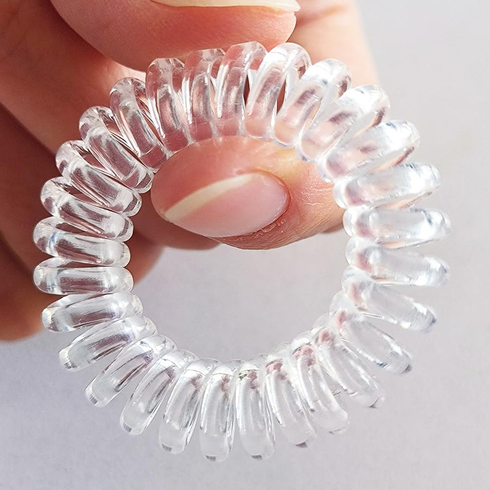 RN BEAUTY coletas espirales transparentes para deporte, sujeción firme.