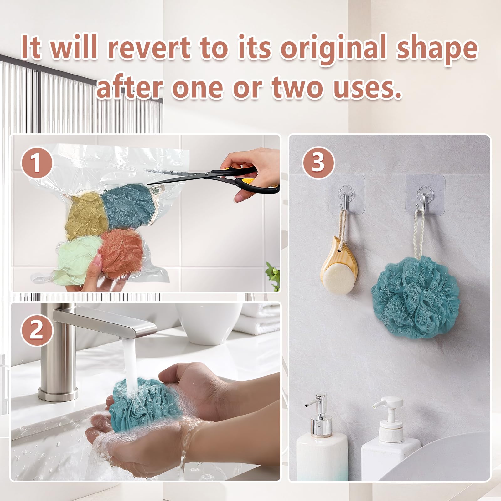 RNOAFMU dense knotting loofah delivers plush scrubbing experience