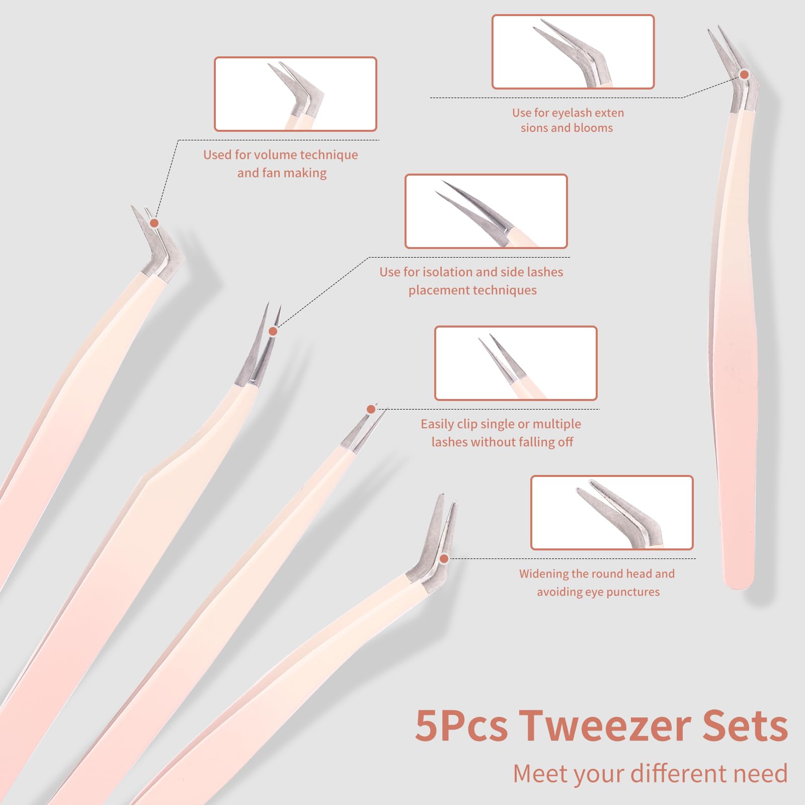 Rnodoilkfly lash extension tweezers curved tip for controlled isolation.