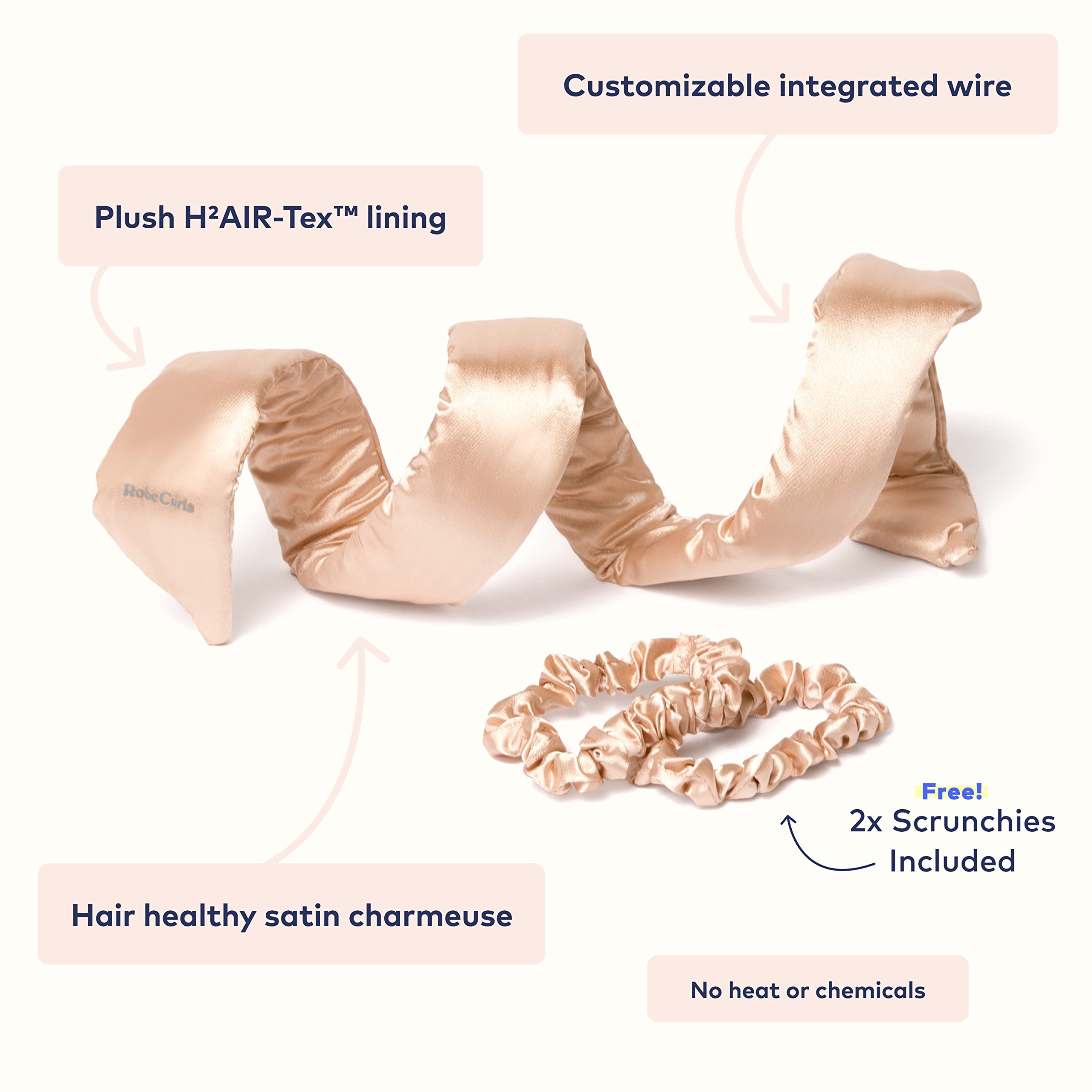 RobeCurls patented wire tab system keeps hair secure for consistent curls.