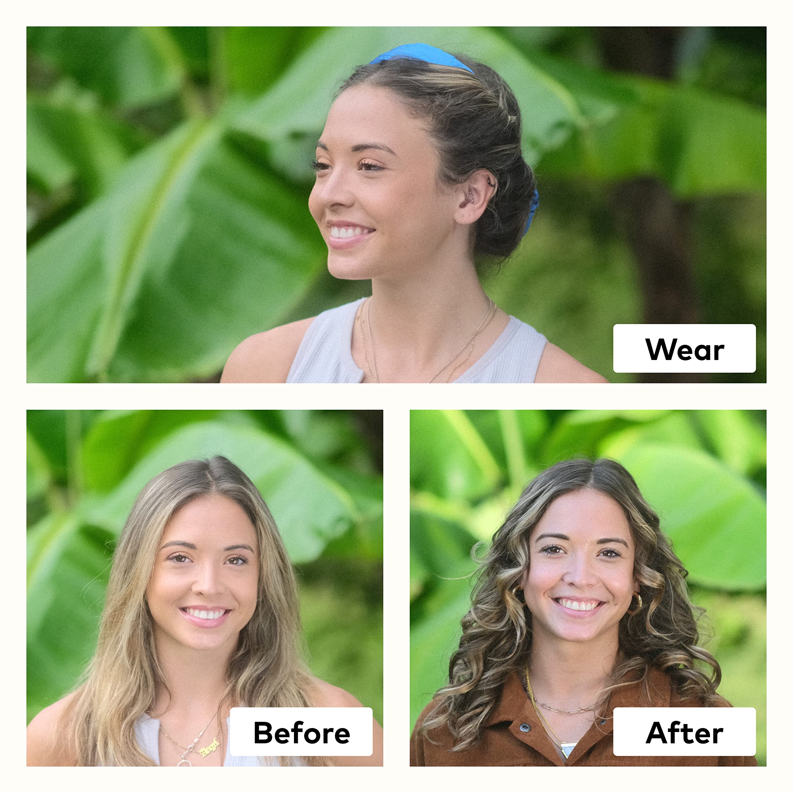 RobeCurls soft satin Charmeuse headband cushions and curls gently.