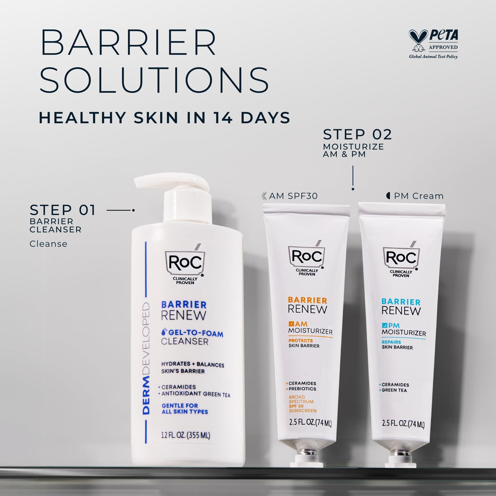 12-ounce RoC Barrier Renew bottle ready for daily use.