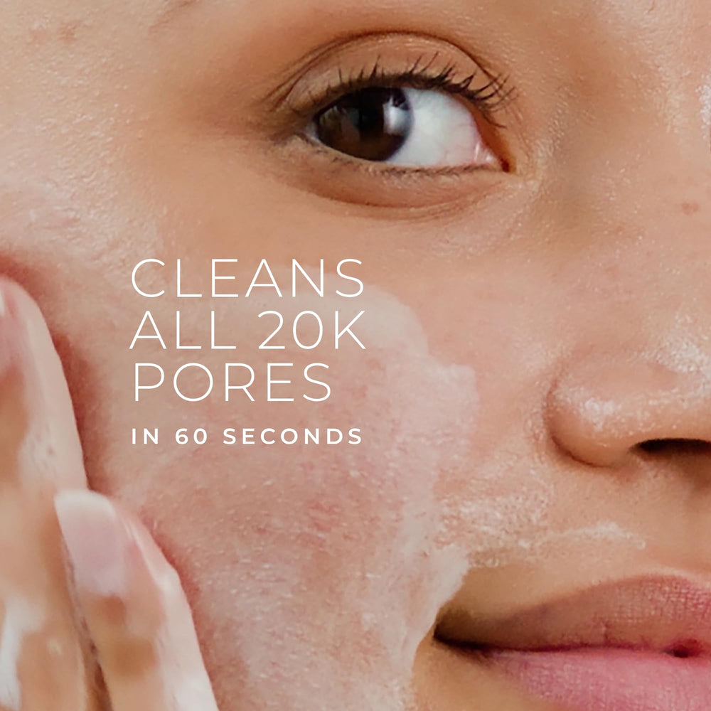Close-up of gel transforming into foam for gentle cleansing.